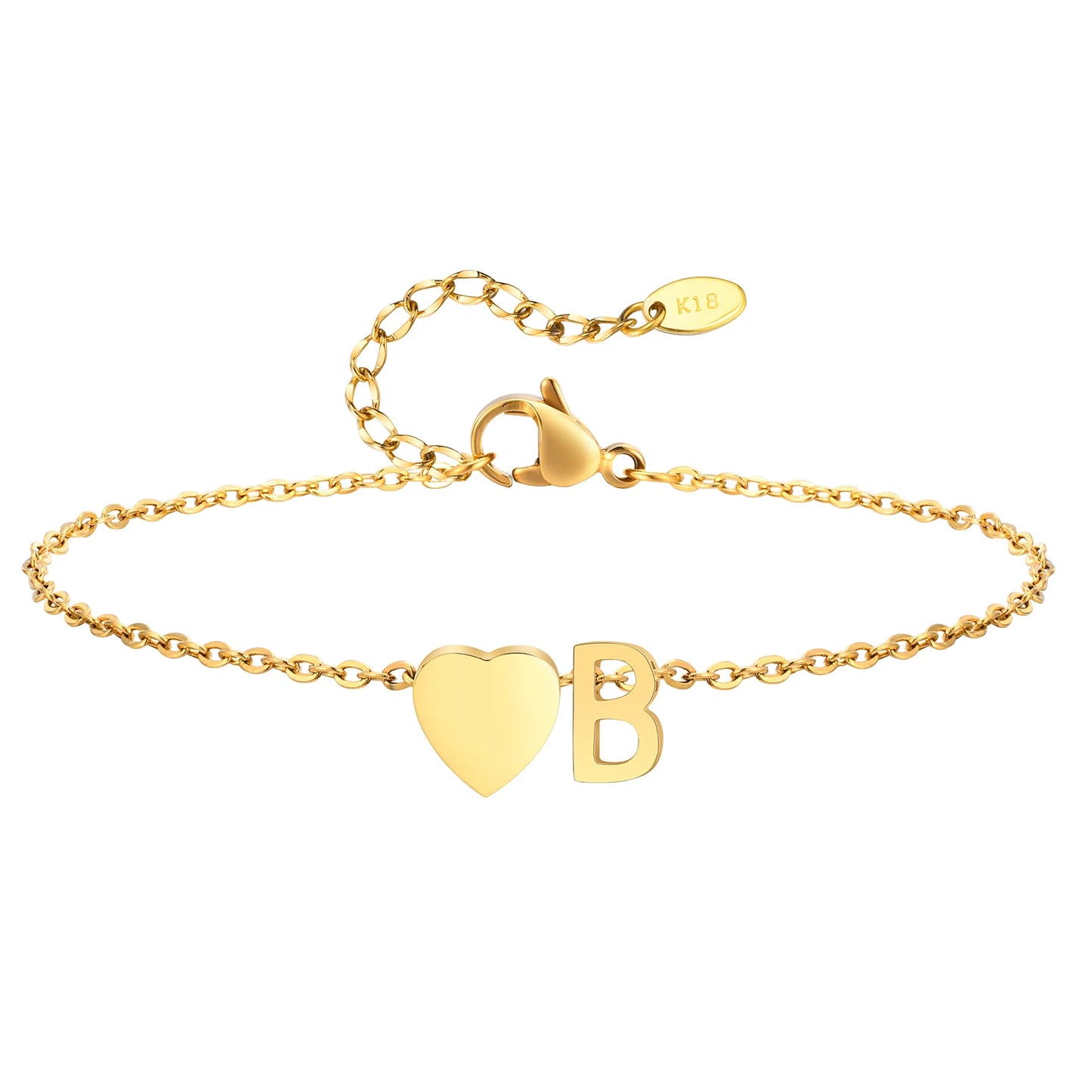 Tobillera personalizada con Inicial Corazón Dorada