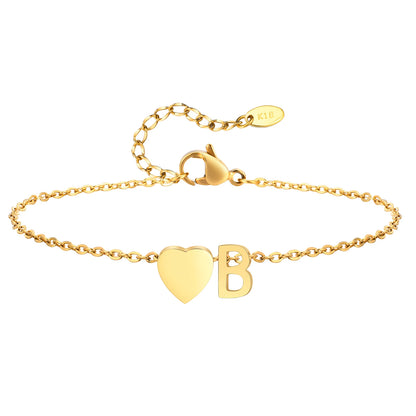 Tobillera personalizada con Inicial Corazón Dorada