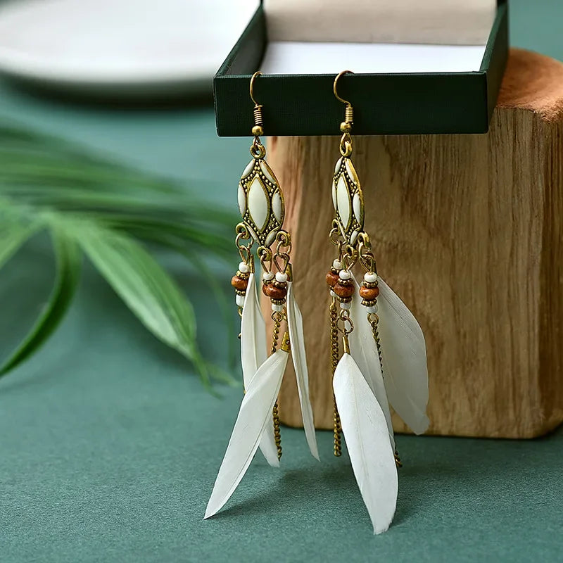 Pendientes Boho de Plumas Étnicas