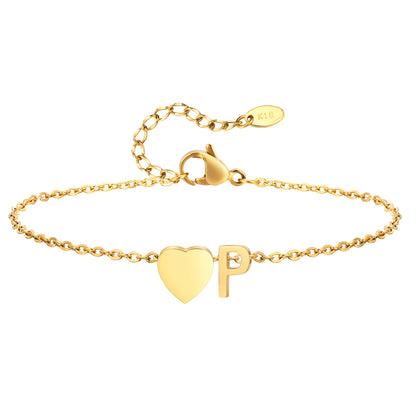 Tobillera personalizada con Inicial Corazón Dorada