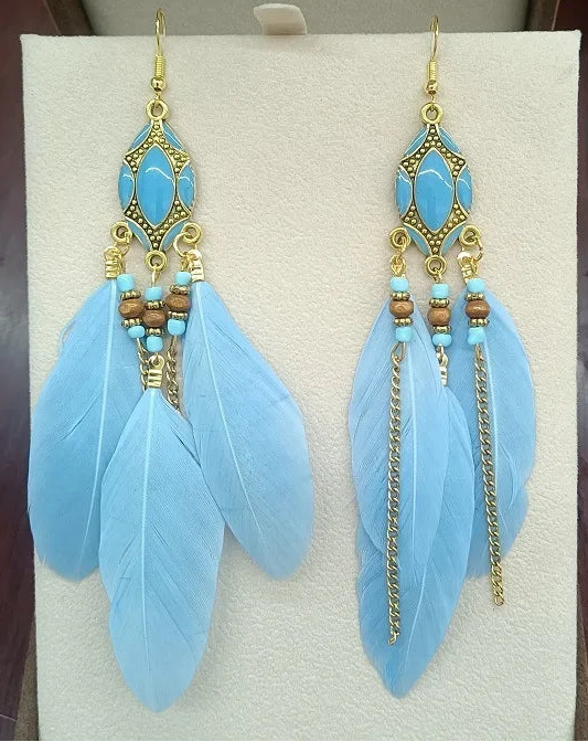Pendientes Boho de Plumas Étnicas