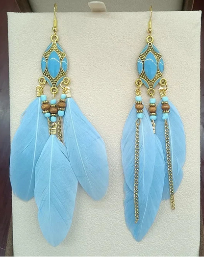 Pendientes Boho de Plumas Étnicas