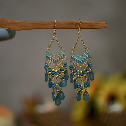 Pendientes Boho Colgantes con Cuentas