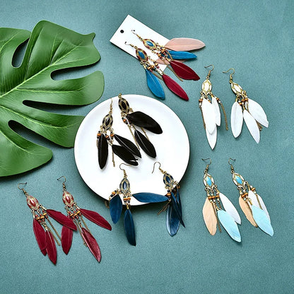 Pendientes Boho de Plumas Étnicas