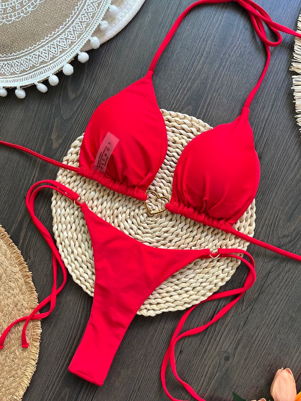 Bikini ajustable corazón dorado