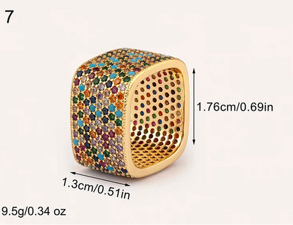Anillo Glamour Dorado con Cristales