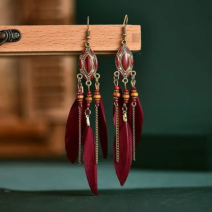 Pendientes Boho de Plumas Étnicas