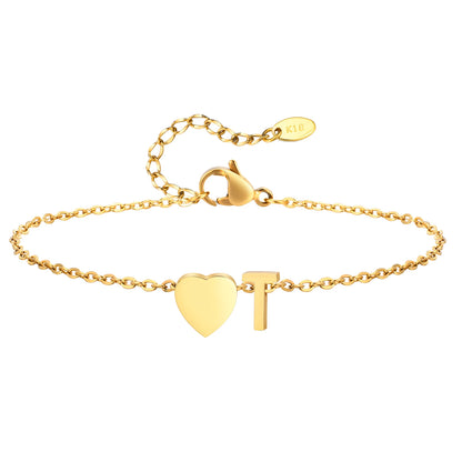 Tobillera personalizada con Inicial Corazón Dorada