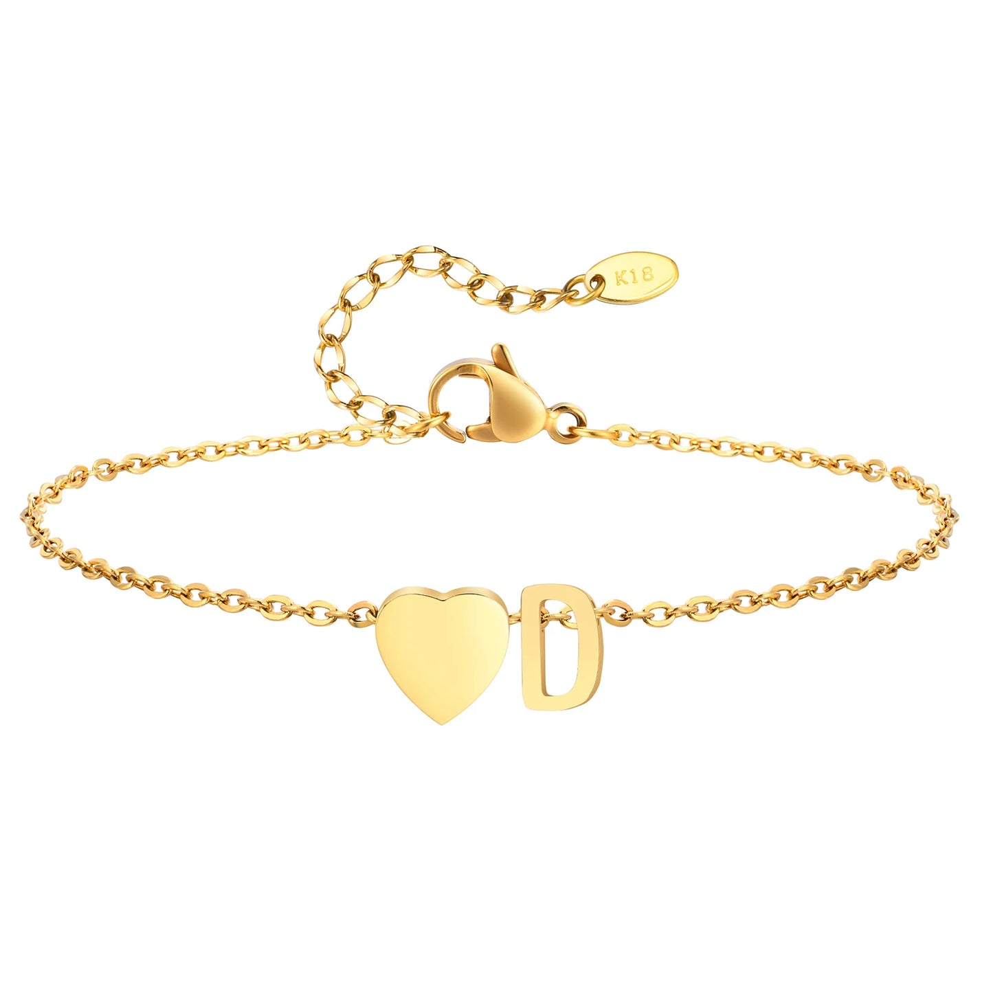 Tobillera personalizada con Inicial Corazón Dorada