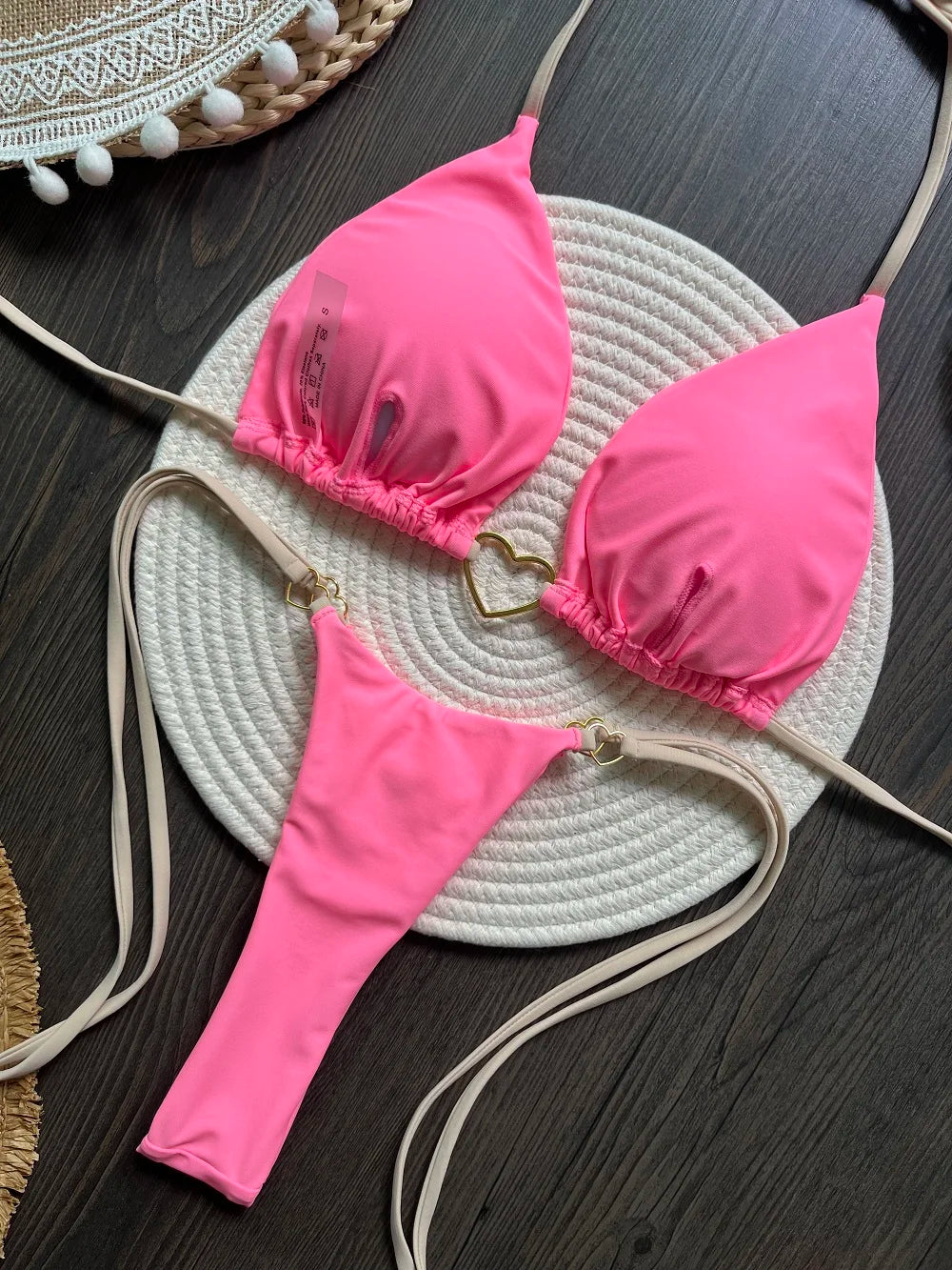Bikini ajustable corazón dorado
