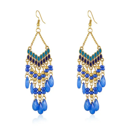 Pendientes Boho Colgantes con Cuentas