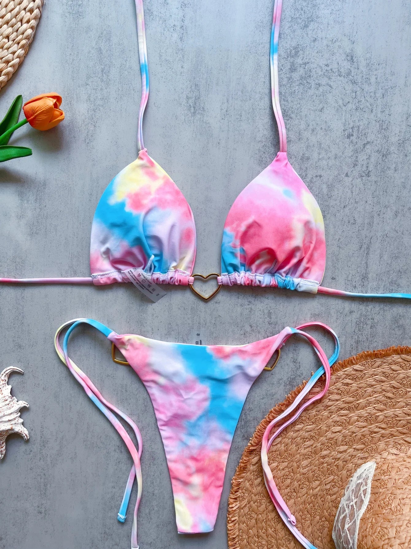 Bikini ajustable corazón dorado