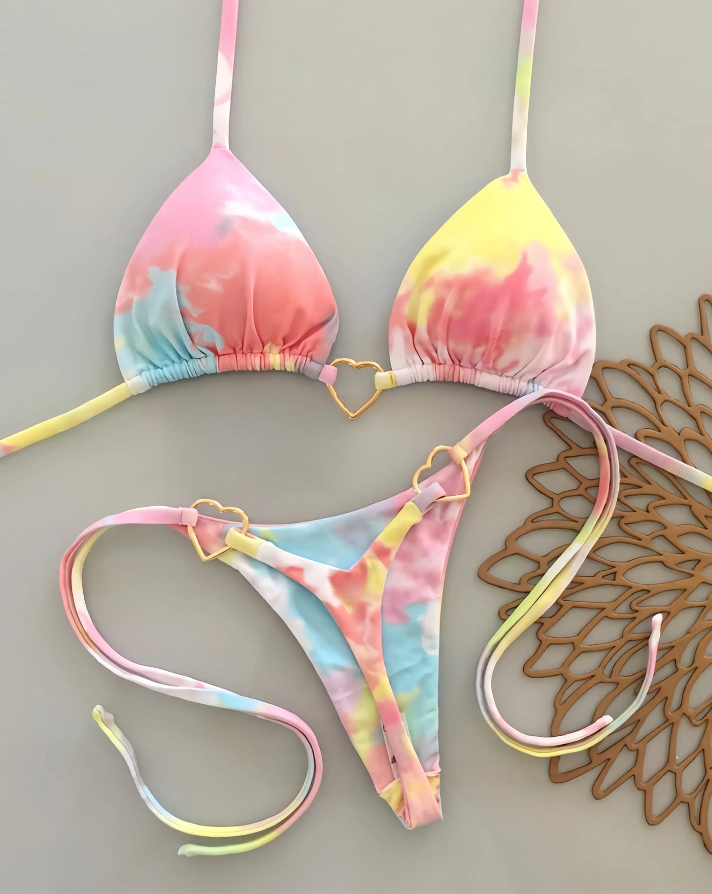Bikini ajustable corazón dorado