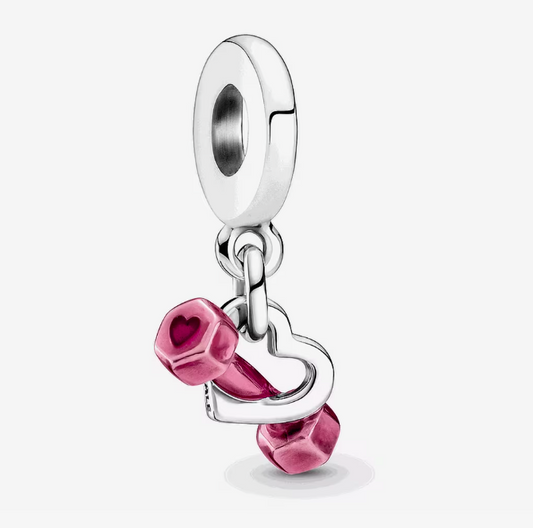 Charm Corazón y Mancuerna Rosa
